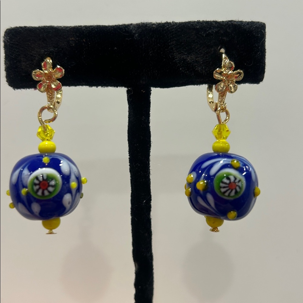 Handmade Glass Bead Earrings-NWT